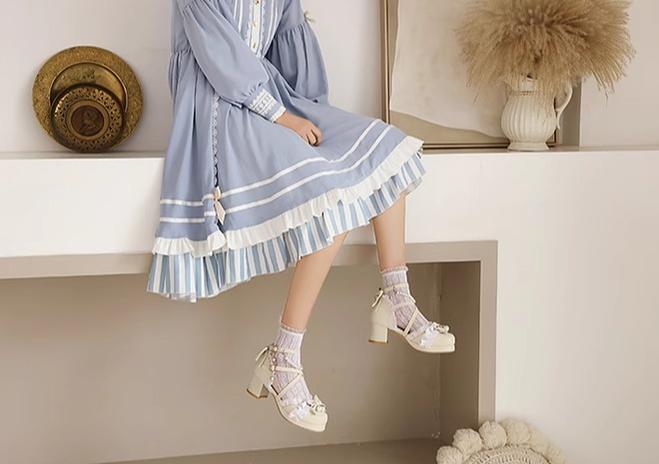 Yana - Chinese Style Yana - Plus size Qi Lolita Shoes Bow Pearl Lolita Sandal - Image 5