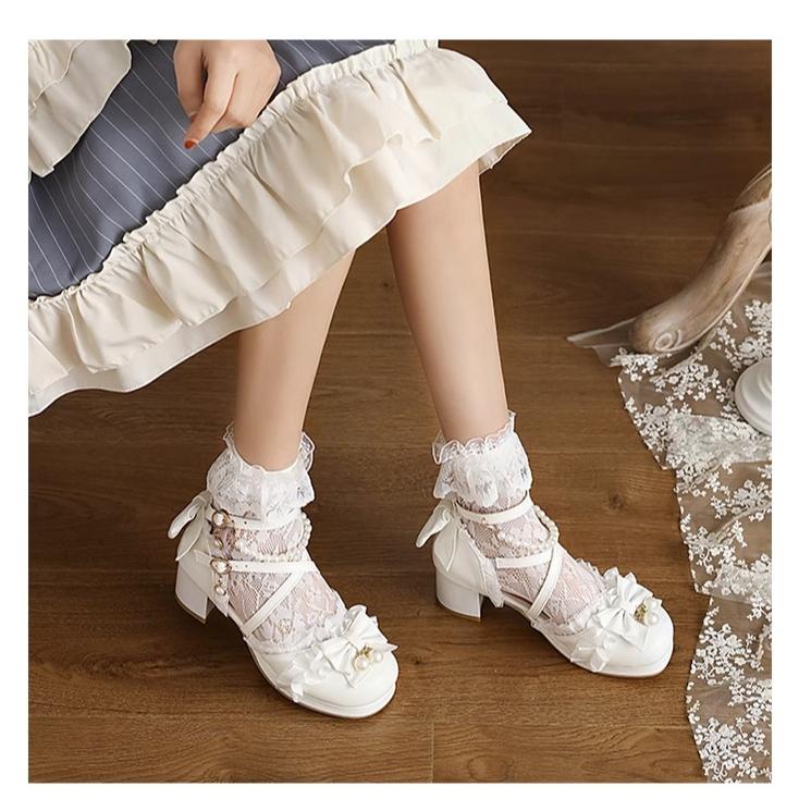 Yana - Chinese Style Yana - Plus size Qi Lolita Shoes Bow Pearl Lolita Sandal - Image 6