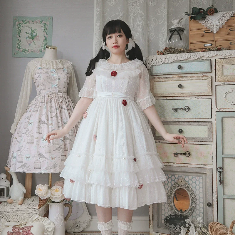 Spring Breeze - Plus Size Spring Lolita JSK Dress with Rose Decoration - Image 5