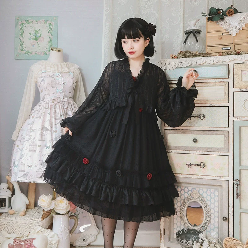Spring Breeze - Plus Size Spring Lolita JSK Dress with Rose Decoration - Image 6