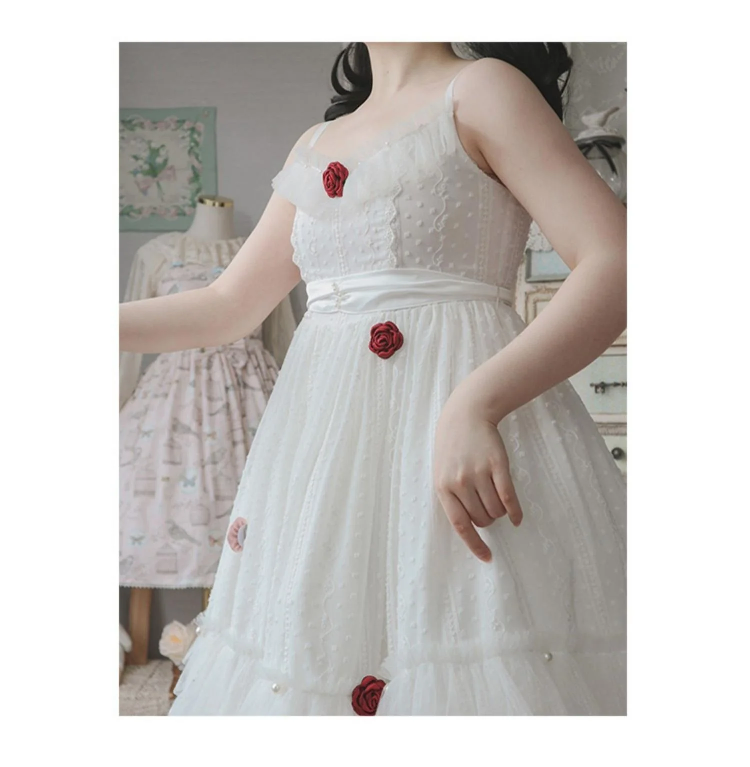 Spring Breeze - Plus Size Spring Lolita JSK Dress with Rose Decoration - Image 7