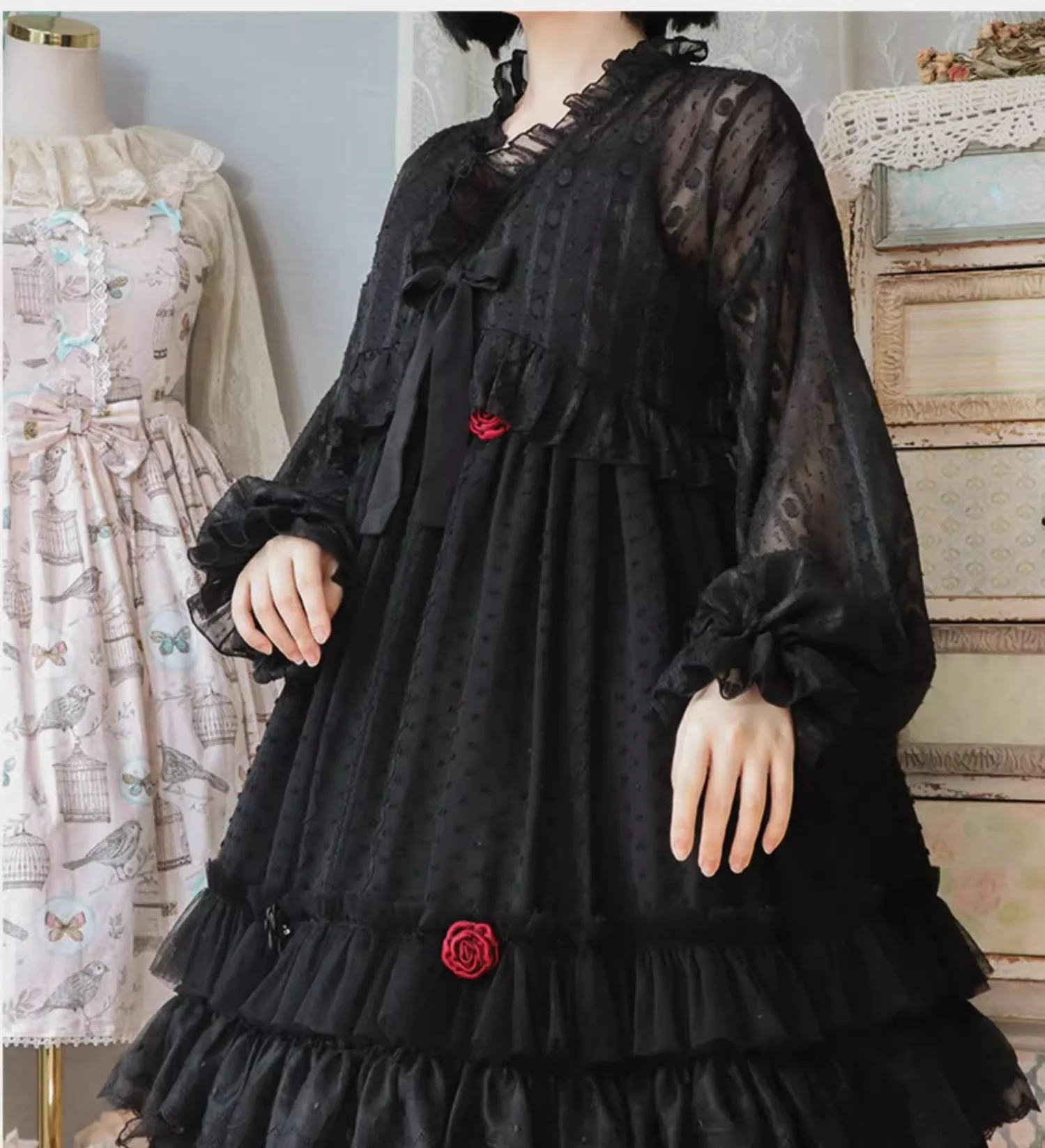 Spring Breeze - Plus Size Spring Lolita JSK Dress with Rose Decoration - Image 8