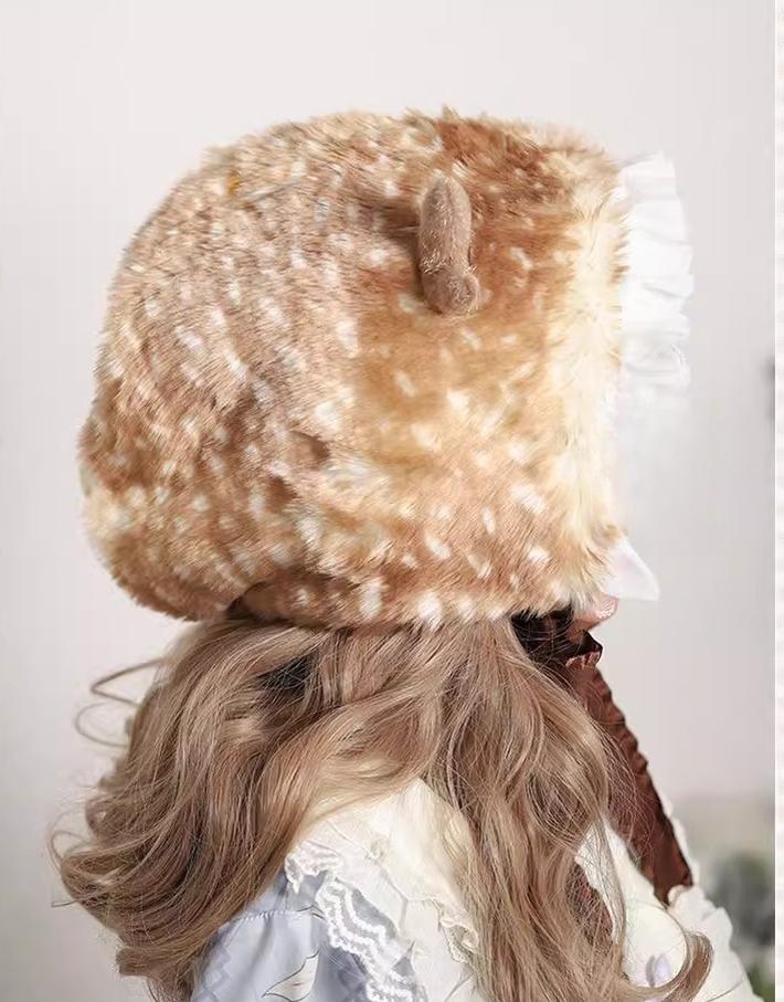 The Accessories' Story - Plush Kawaii Lolita Winter Hat, Deer Ear - Image 4