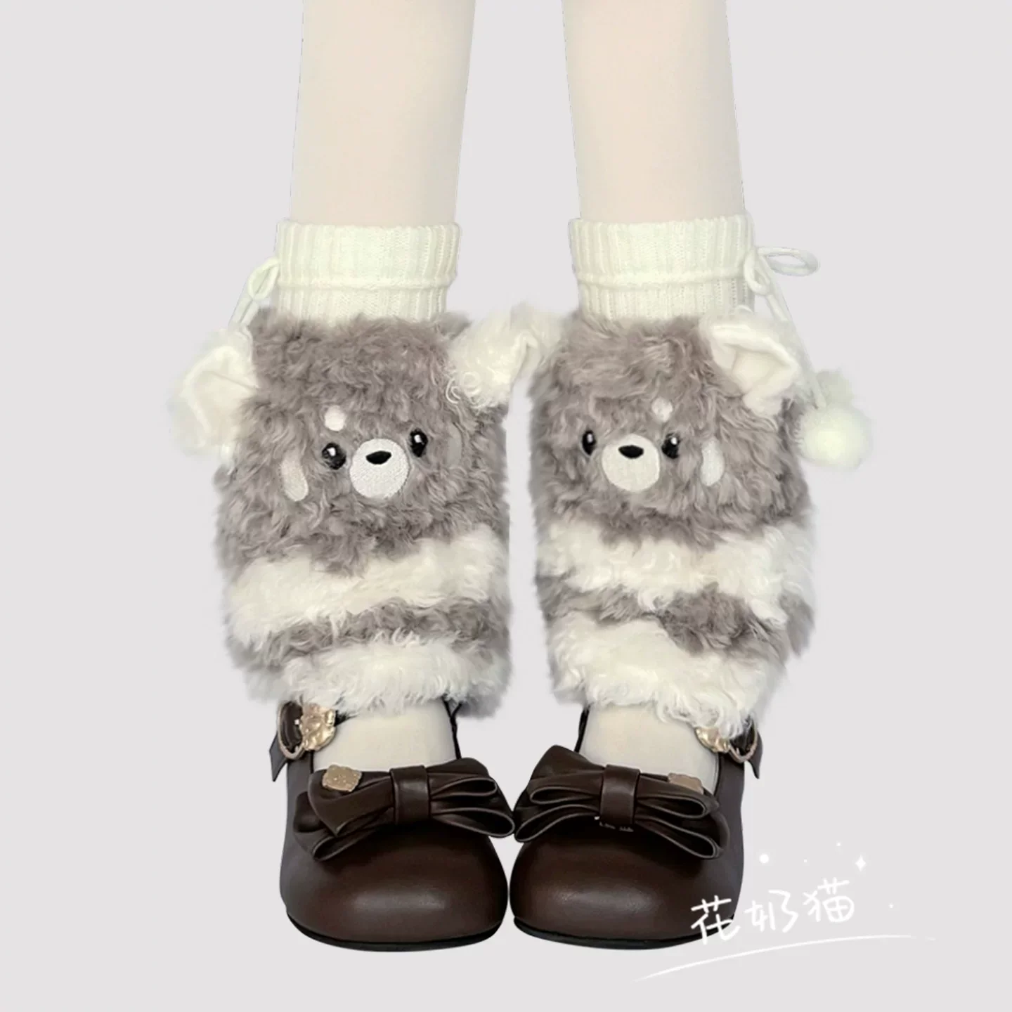 Plush Winter Kawaii Lolita Leg Warmers, Bear-shaped - Image 11
