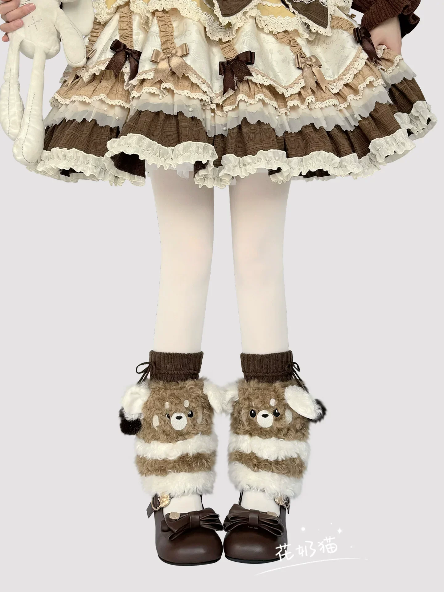 Plush Winter Kawaii Lolita Leg Warmers, Bear-shaped - Image 6
