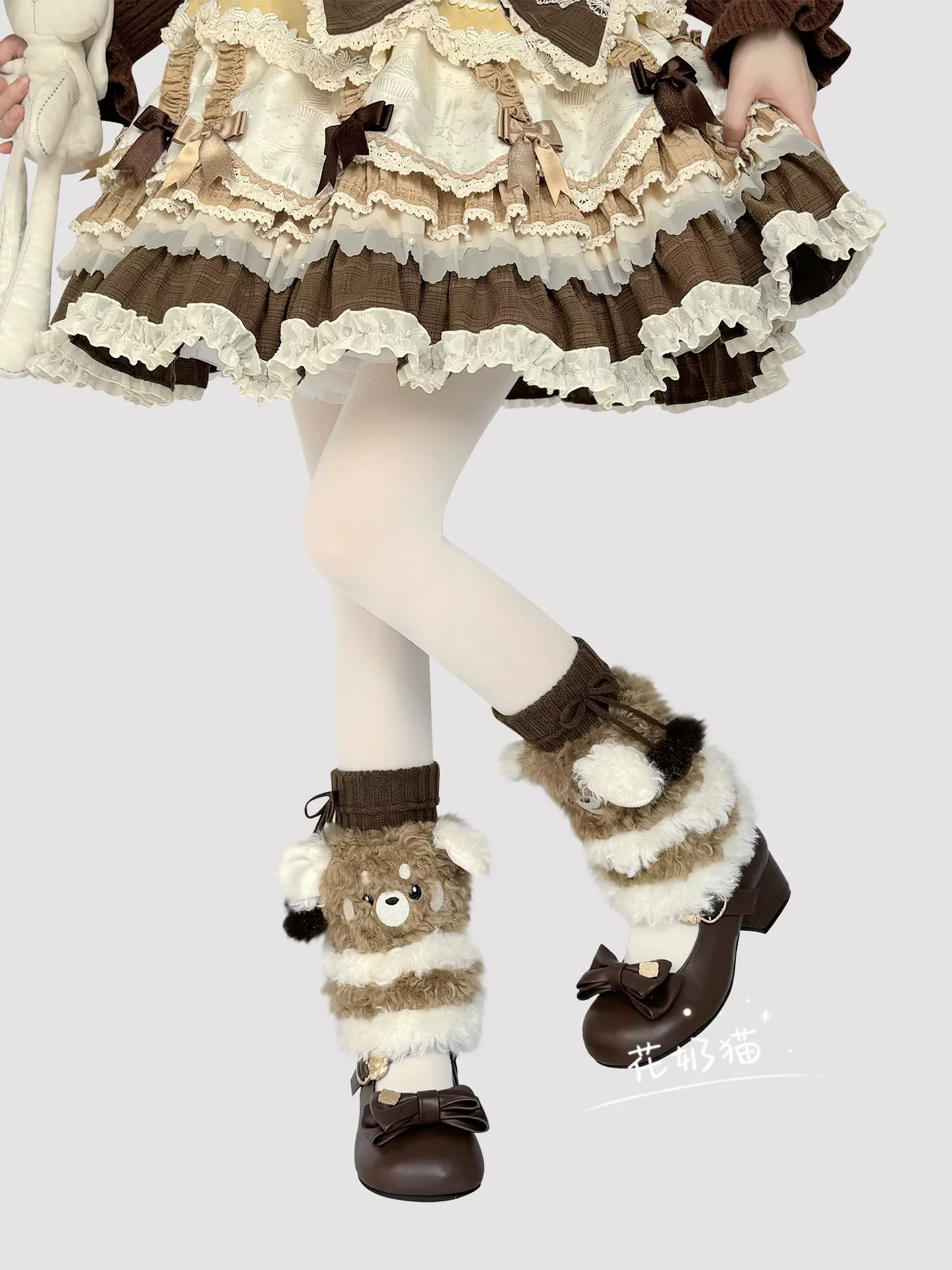 Plush Winter Kawaii Lolita Leg Warmers, Bear-shaped - Image 8
