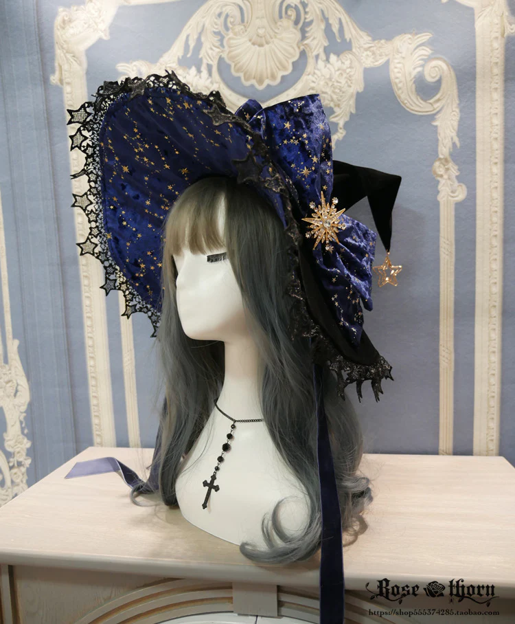 Rose Thorn - Polar Night Sky - Halloween Gorgeous Gilding Lolita Witch Hat - Image 11