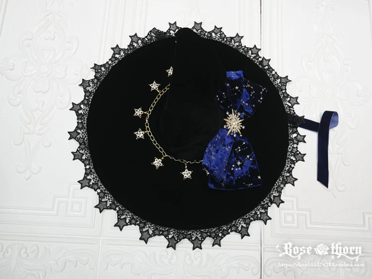Rose Thorn - Polar Night Sky - Halloween Gorgeous Gilding Lolita Witch Hat - Image 15