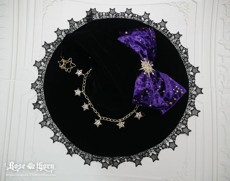 Rose Thorn - Polar Night Sky - Halloween Gorgeous Gilding Lolita Witch Hat - Image 19