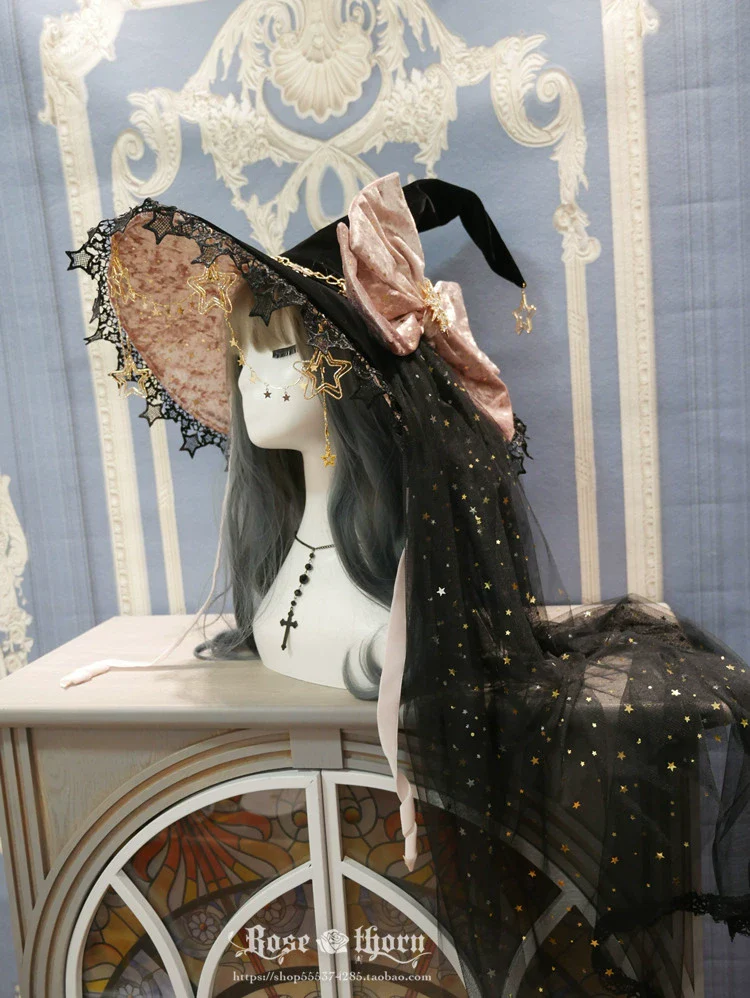 Rose Thorn - Polar Night Sky - Halloween Gorgeous Gilding Lolita Witch Hat - Image 24