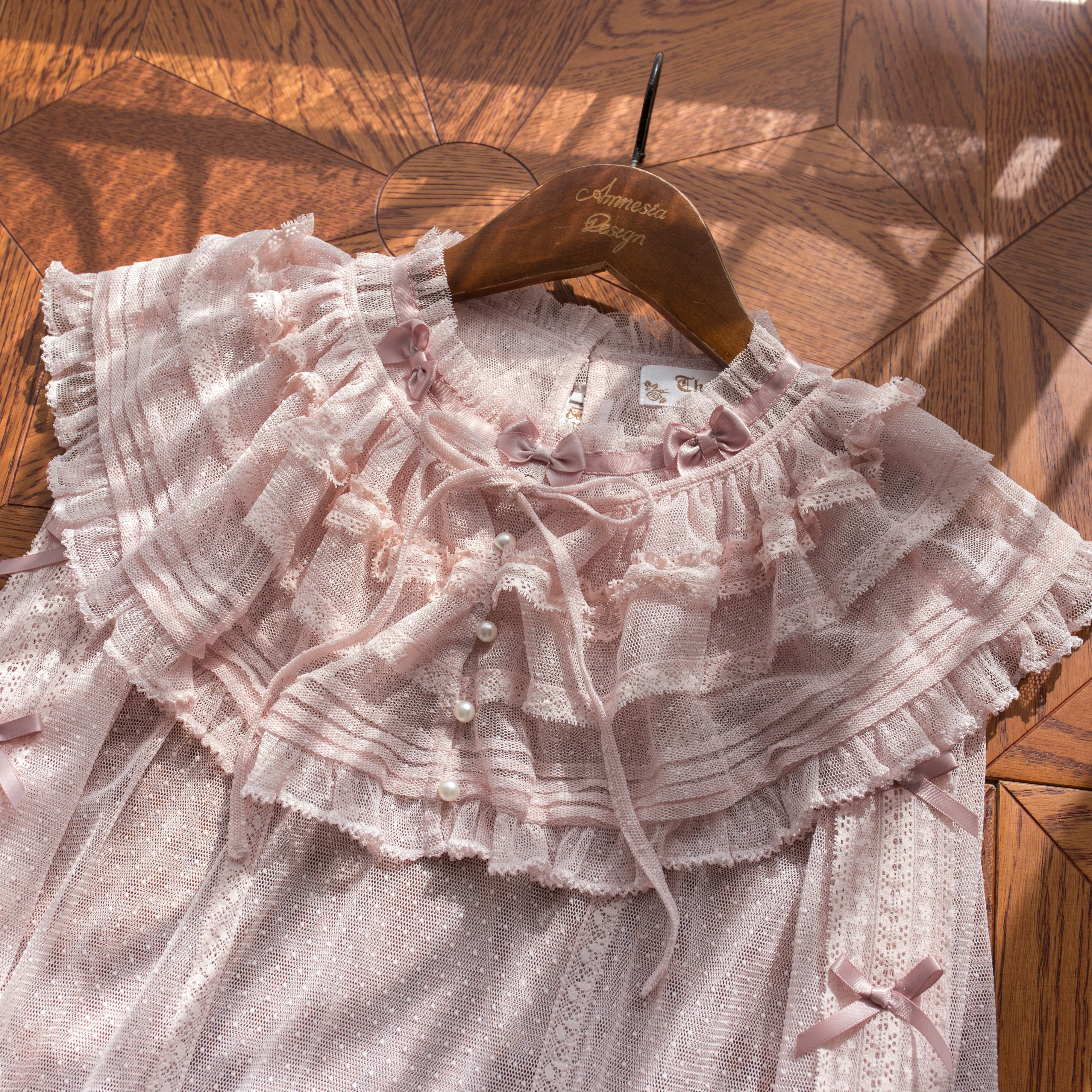 Vernal Feast - Polka Dot Lolita Blouse, Ruffled False Collar - Image 21