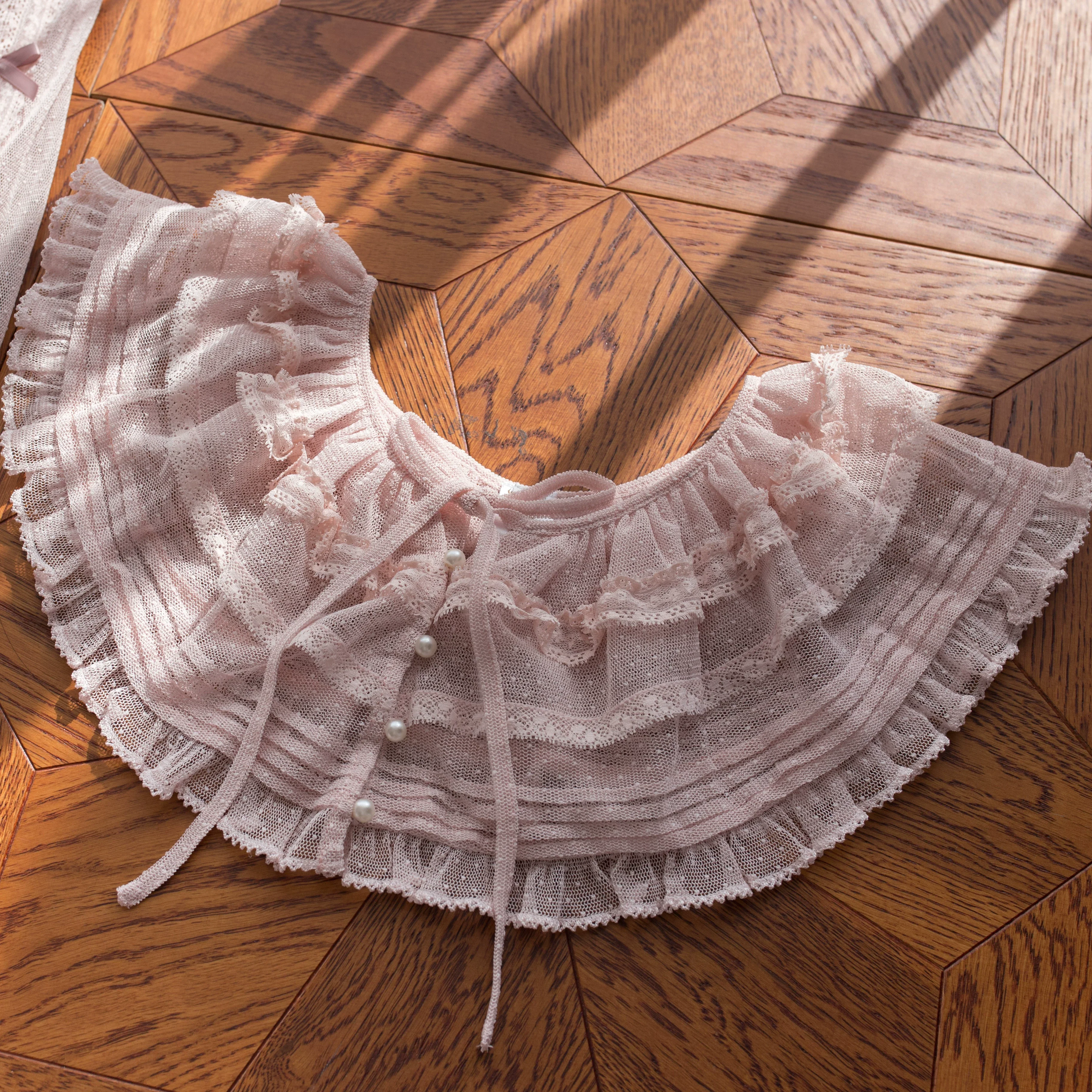 Vernal Feast - Polka Dot Lolita Blouse, Ruffled False Collar - Image 27