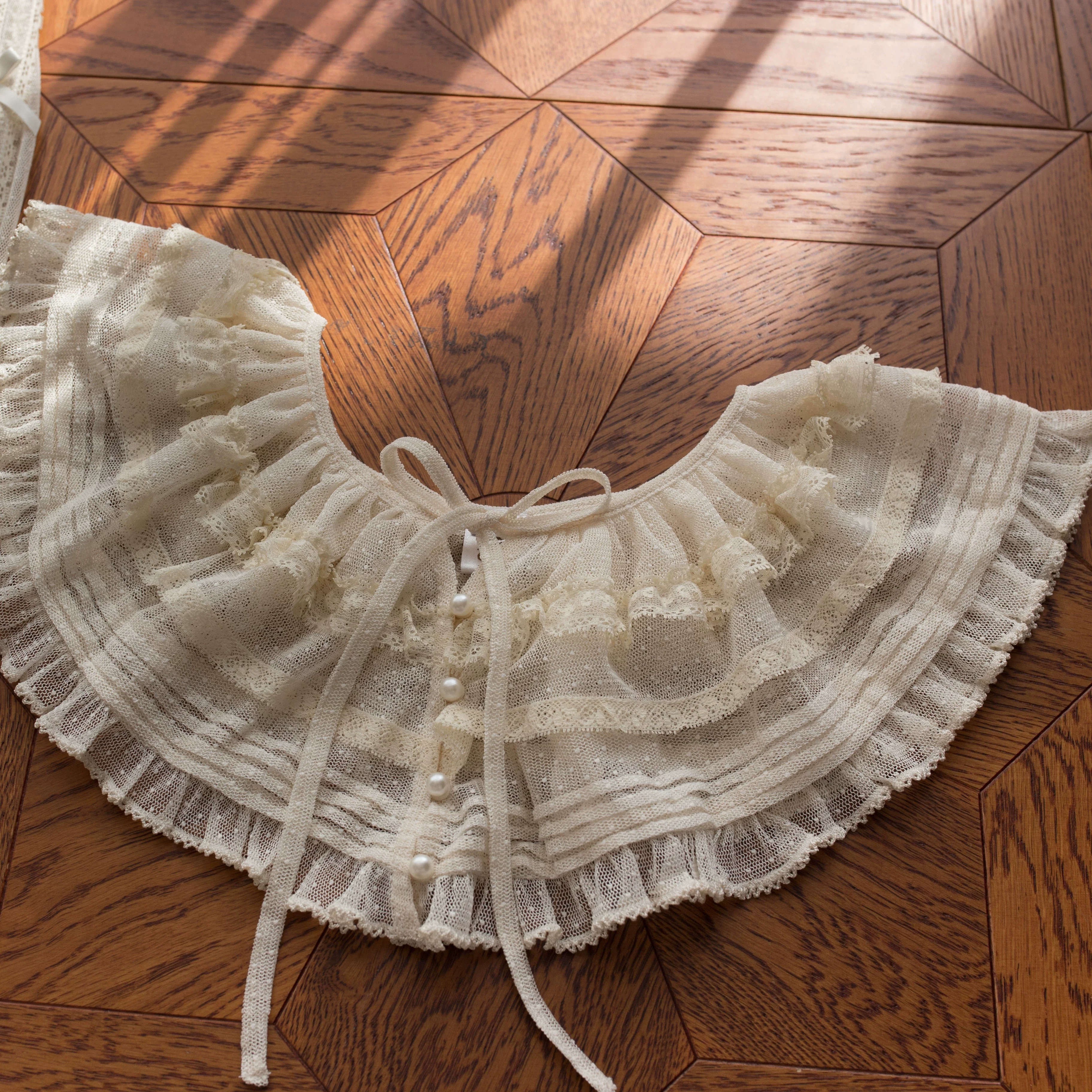 Vernal Feast - Polka Dot Lolita Blouse, Ruffled False Collar - Image 28