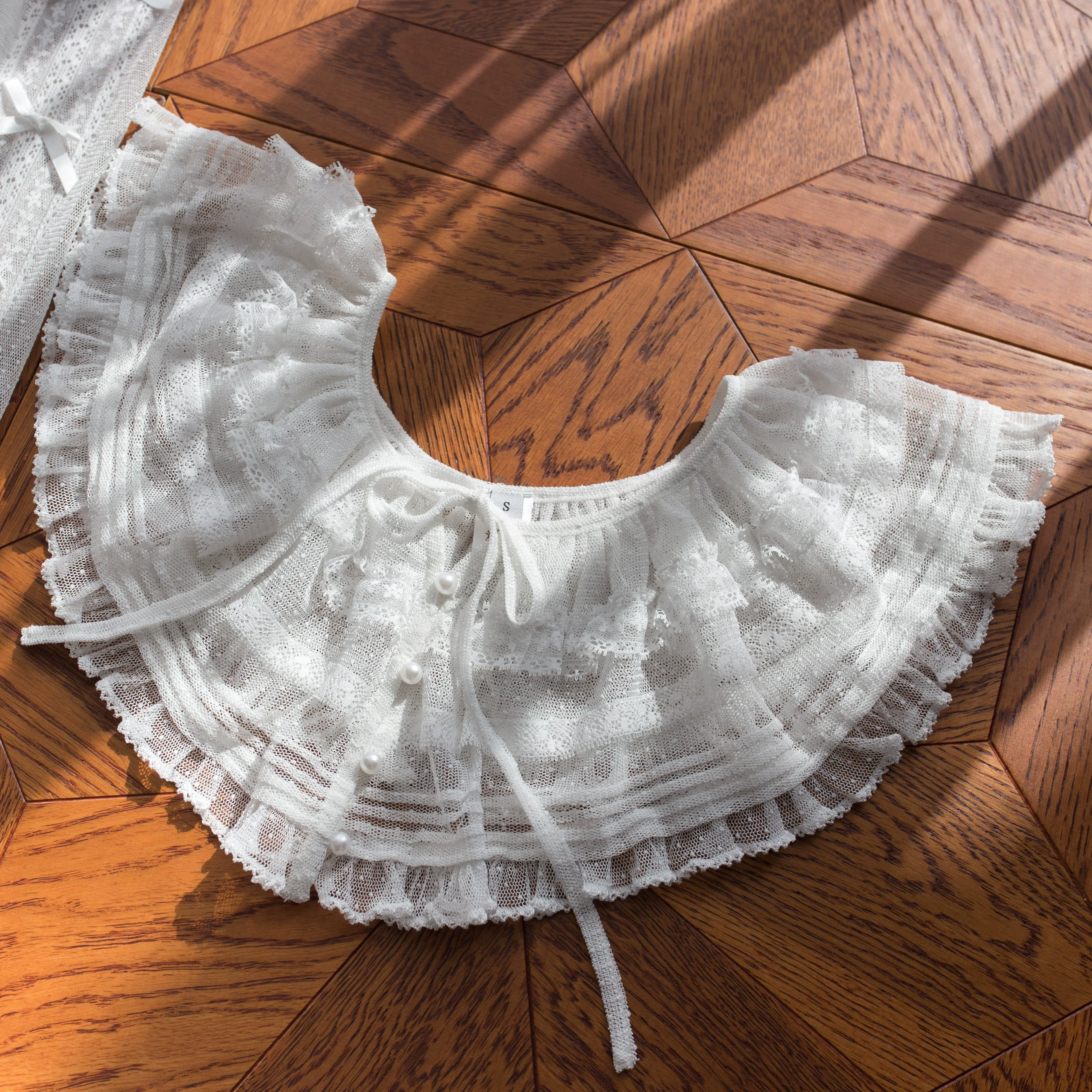 Vernal Feast - Polka Dot Lolita Blouse, Ruffled False Collar - Image 29