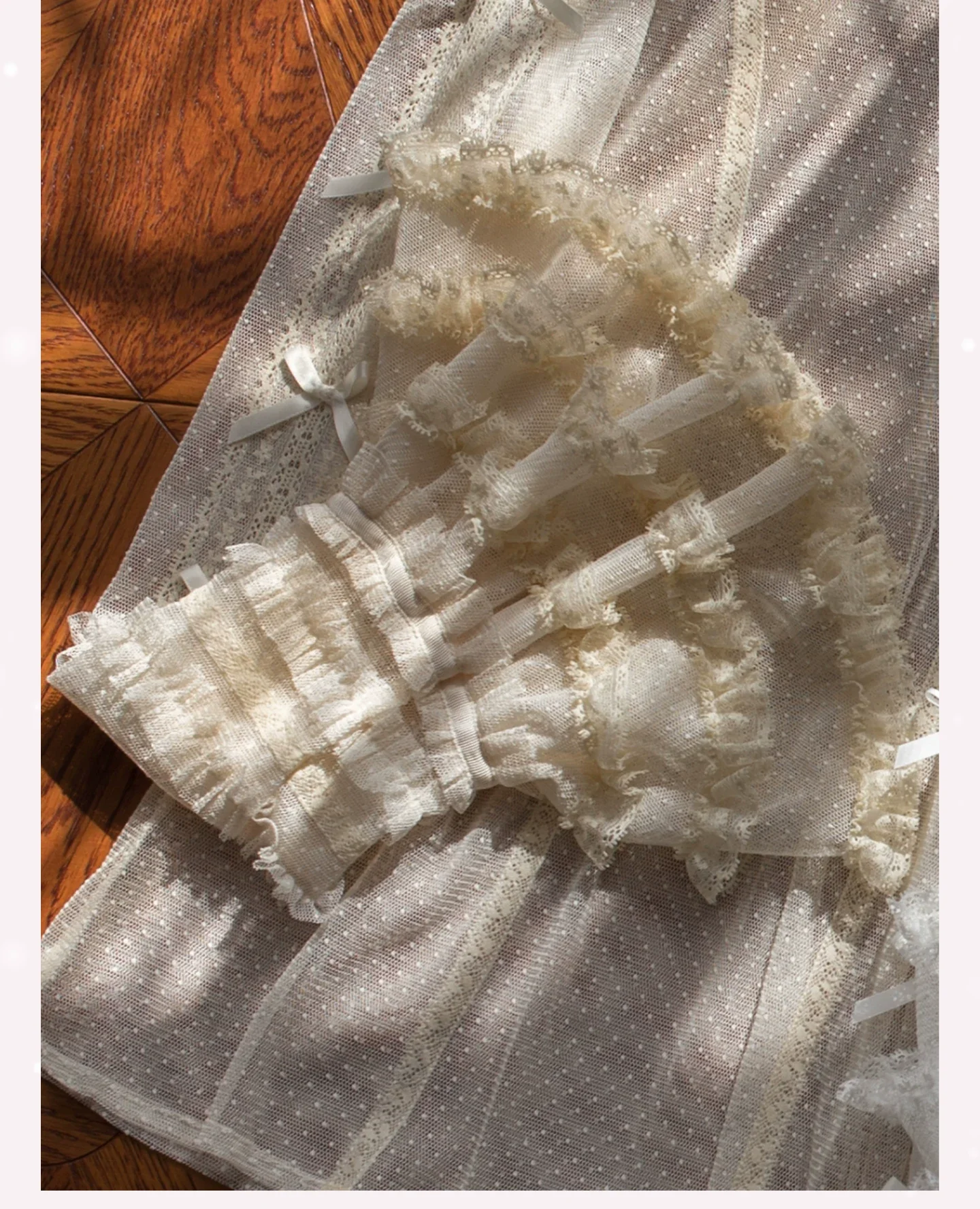 Vernal Feast - Polka Dot Lolita Blouse, Ruffled False Collar - Image 5