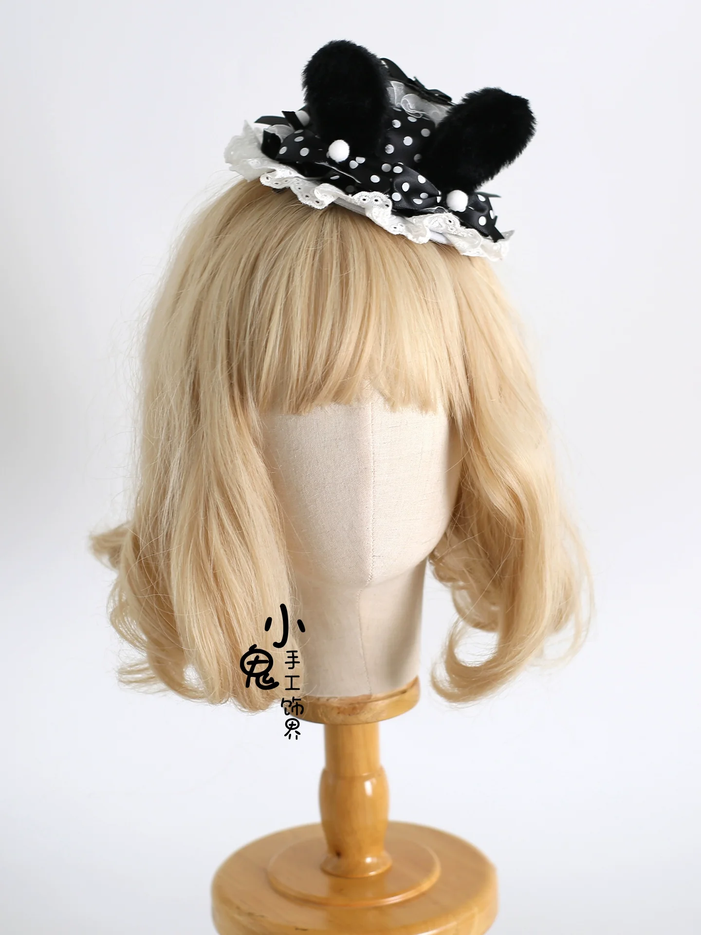 Xiaogui - Polka Dot Lolita Headdress, Detachable Bunny Ear - Image 10