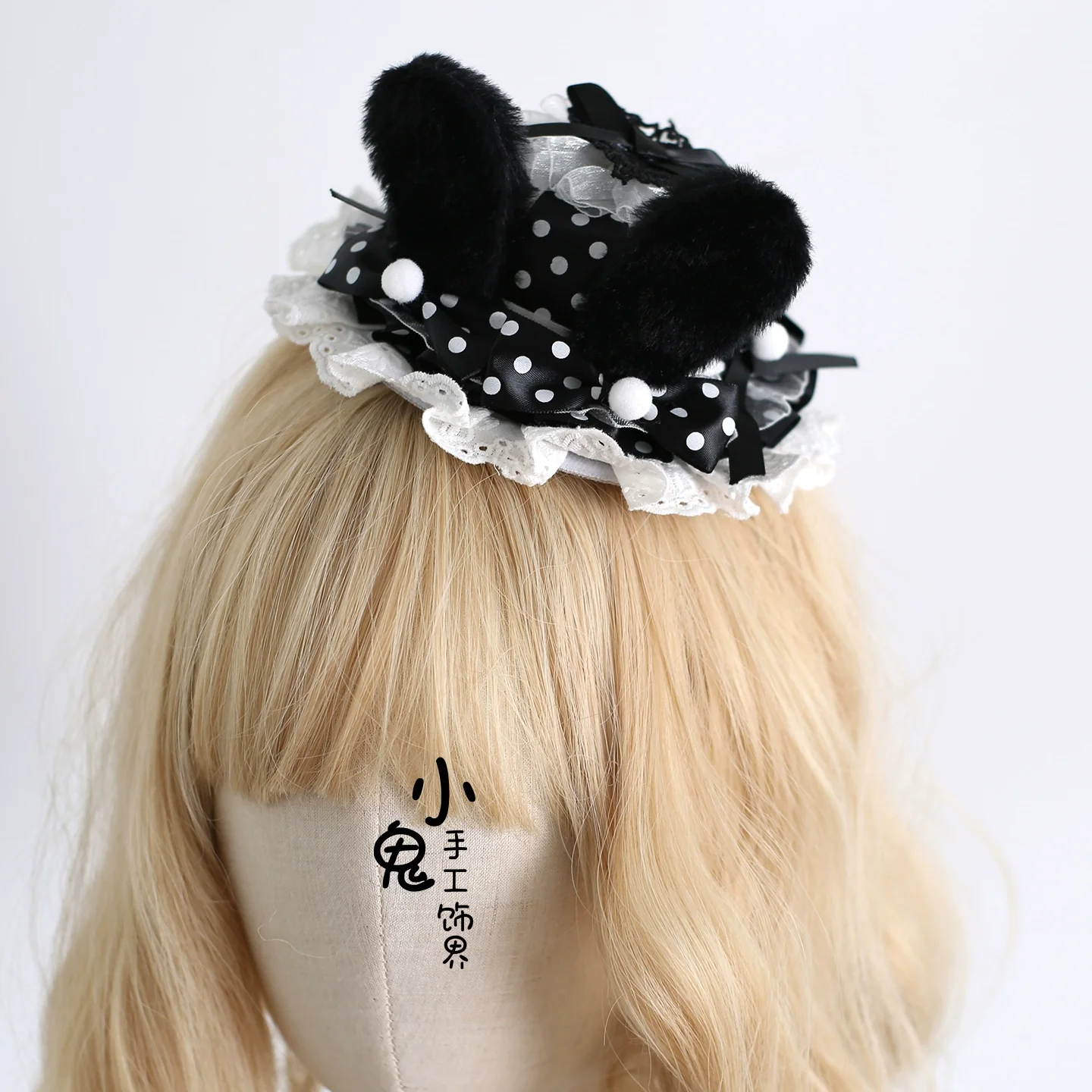 Xiaogui - Polka Dot Lolita Headdress, Detachable Bunny Ear - Image 12