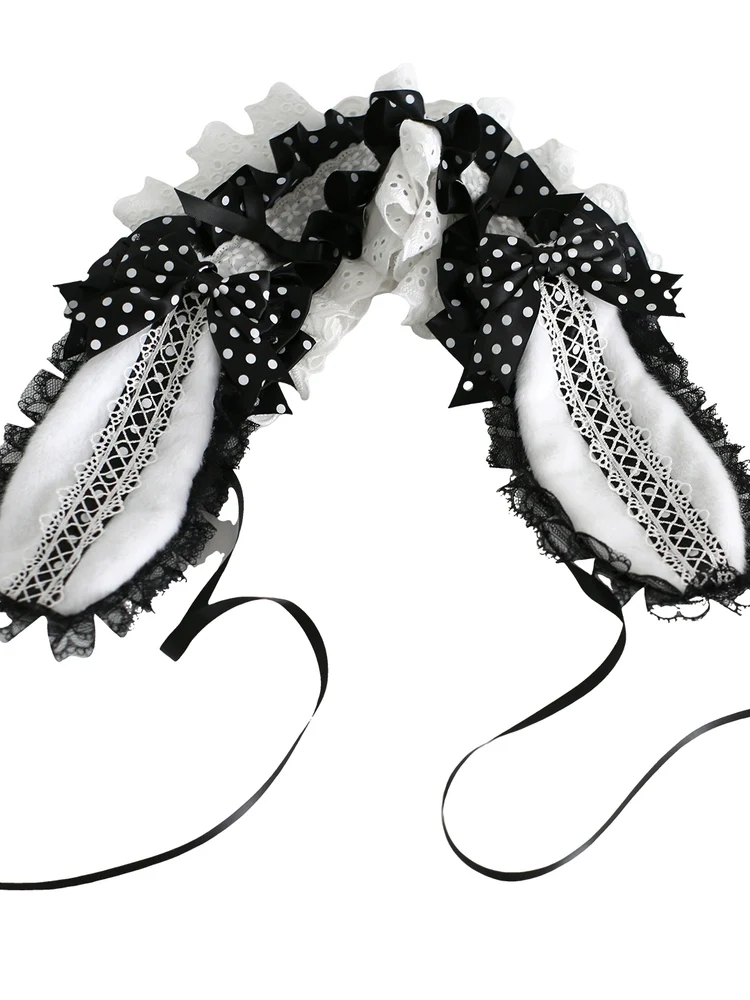 Xiaogui - Polka Dot Lolita Headdress, Detachable Bunny Ear - Image 14