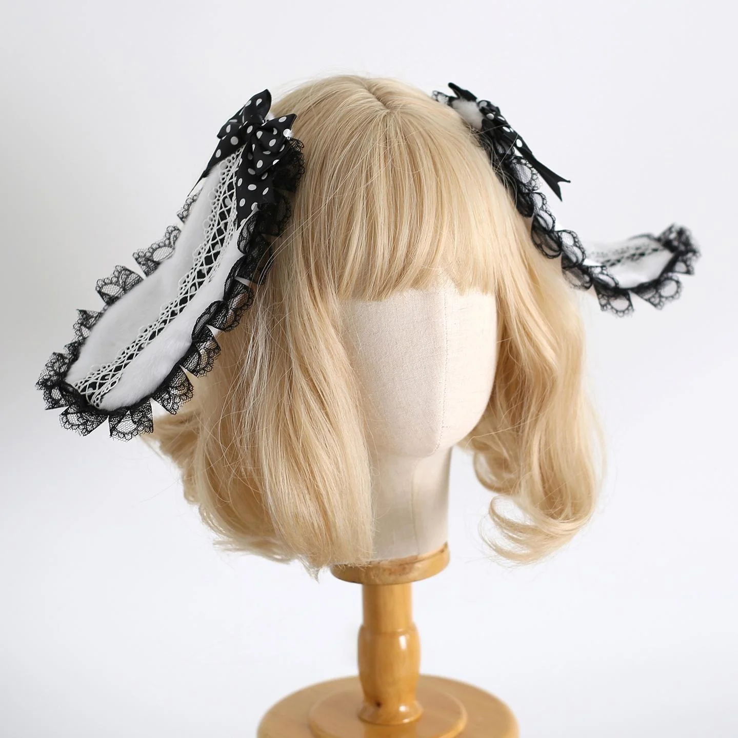 Xiaogui - Polka Dot Lolita Headdress, Detachable Bunny Ear - Image 3