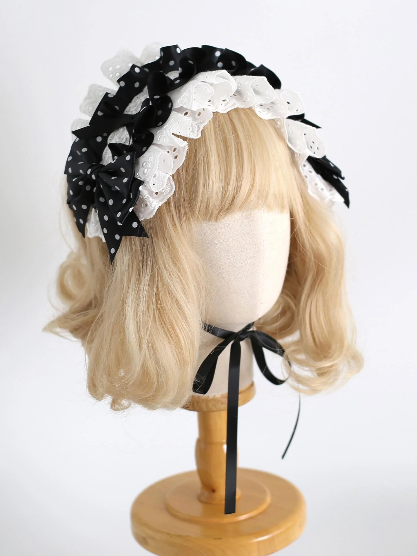 Xiaogui - Polka Dot Lolita Headdress, Detachable Bunny Ear - Image 4