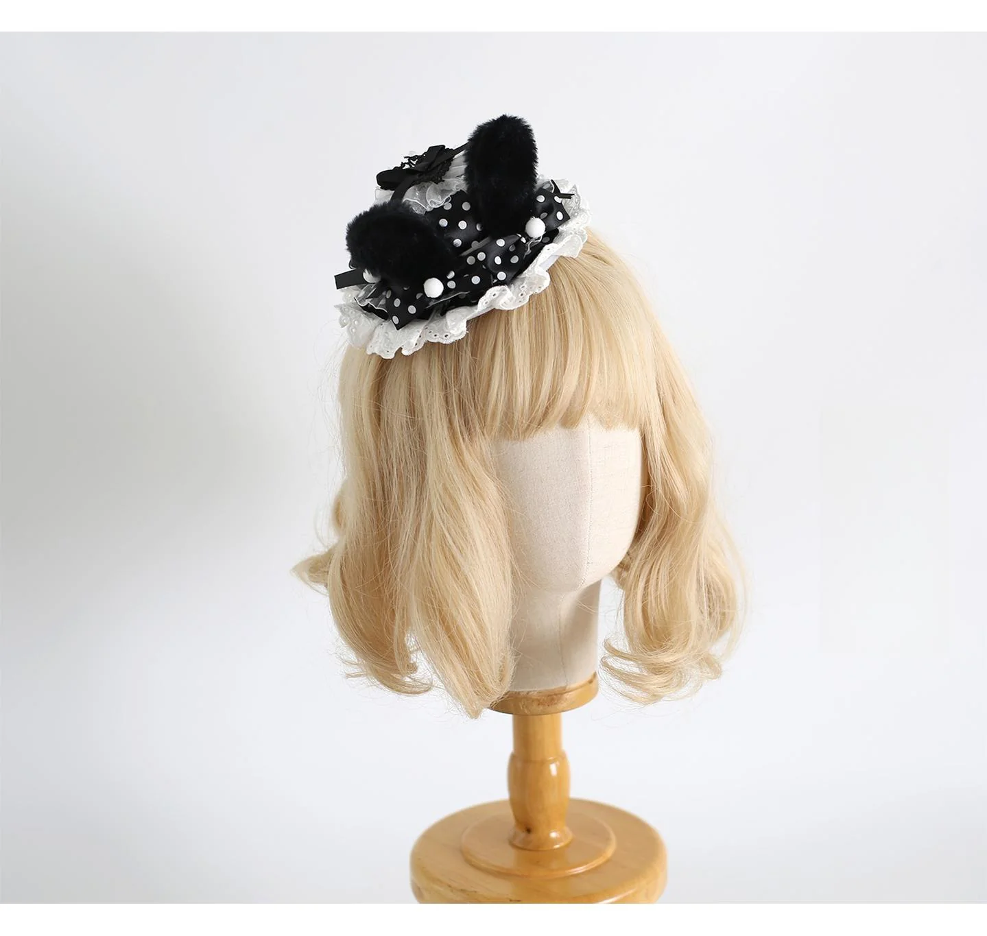 Xiaogui - Polka Dot Lolita Headdress, Detachable Bunny Ear - Image 5