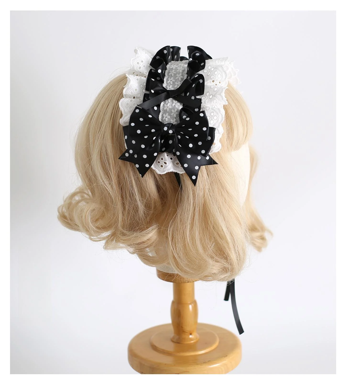 Xiaogui - Polka Dot Lolita Headdress, Detachable Bunny Ear - Image 6