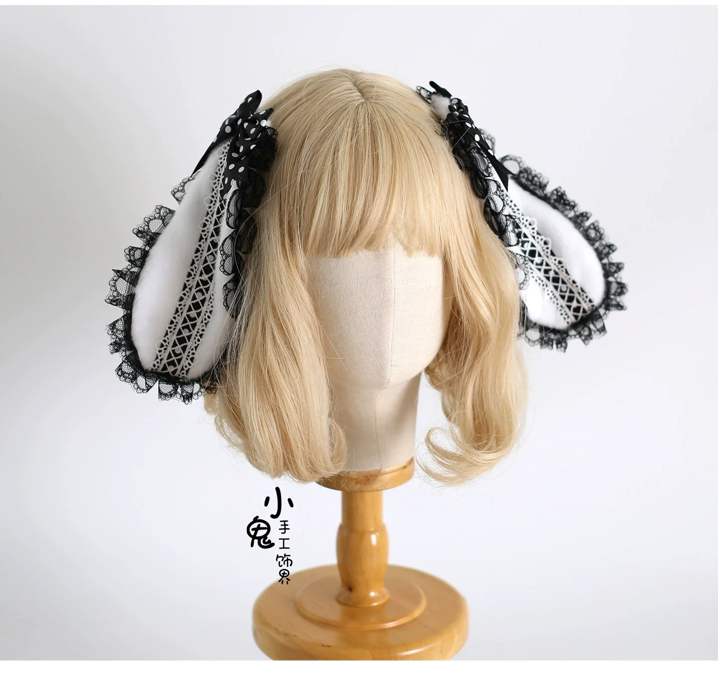 Xiaogui - Polka Dot Lolita Headdress, Detachable Bunny Ear - Image 9