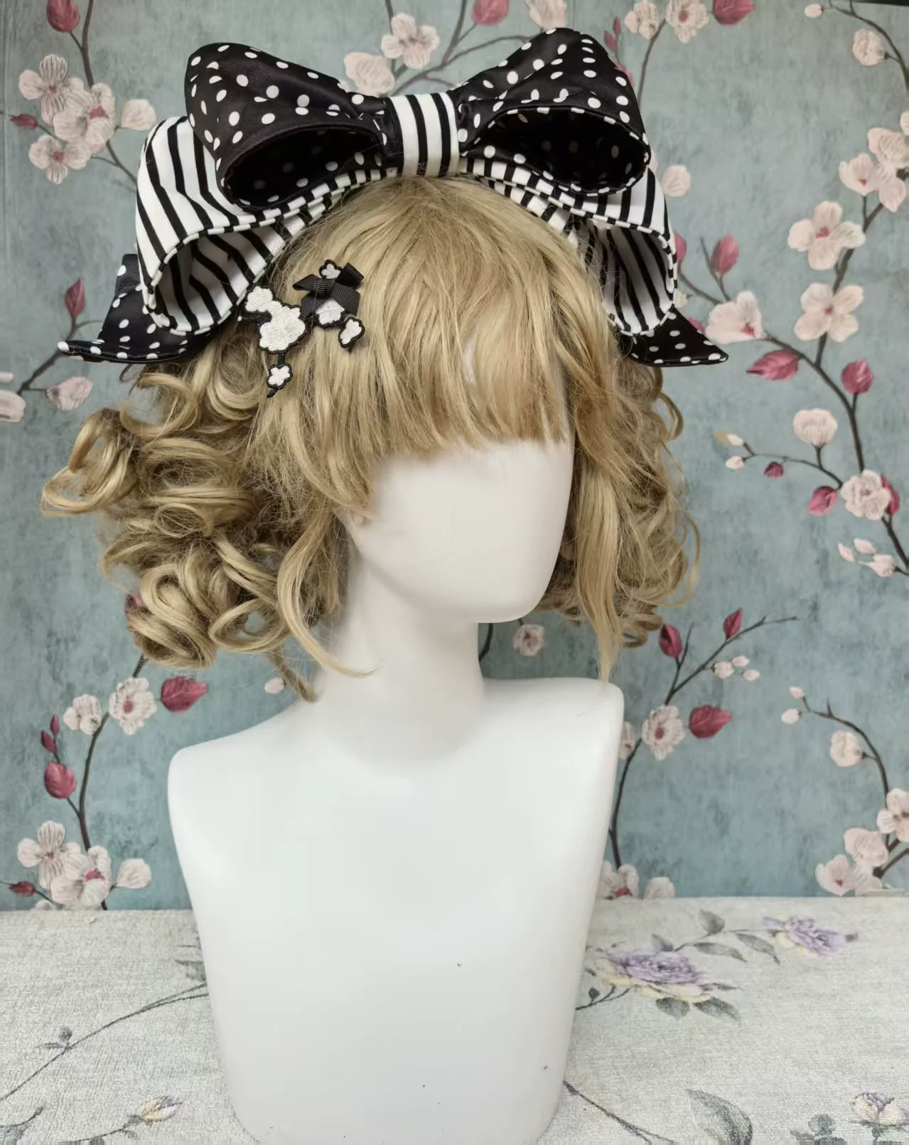 Poodle - Polka Dot Old School Lolita OP Dress, Poodle Embroidery - Image 6