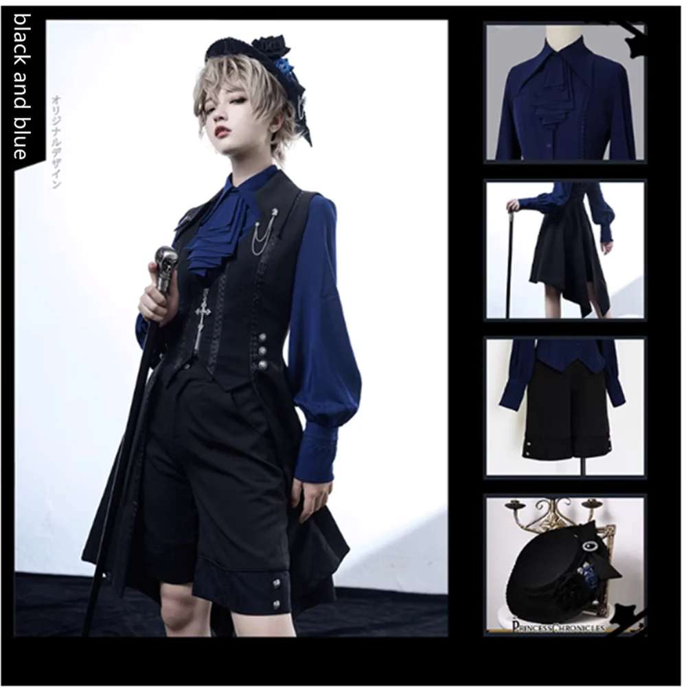 Black and Blue - Gothic Lolita Ouji Top Hat - Image 3