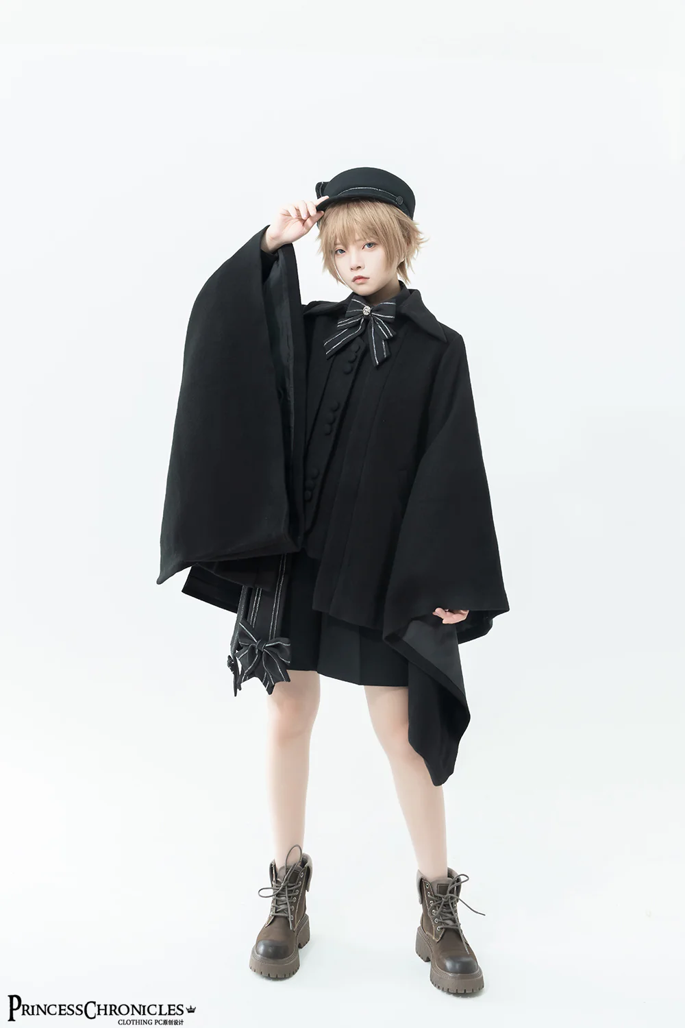 ShenYao - Ouji Lolita Winter Black Long Coat - Image 3