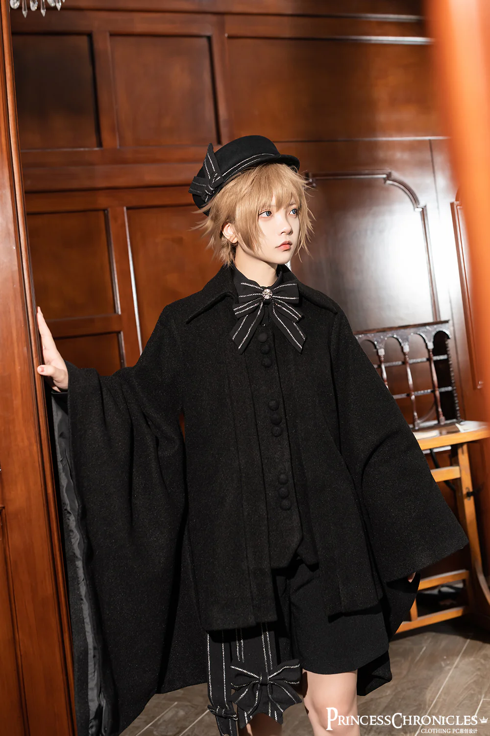 ShenYao - Ouji Lolita Winter Black Long Coat - Image 5
