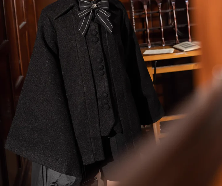 ShenYao - Ouji Lolita Winter Black Long Coat - Image 7