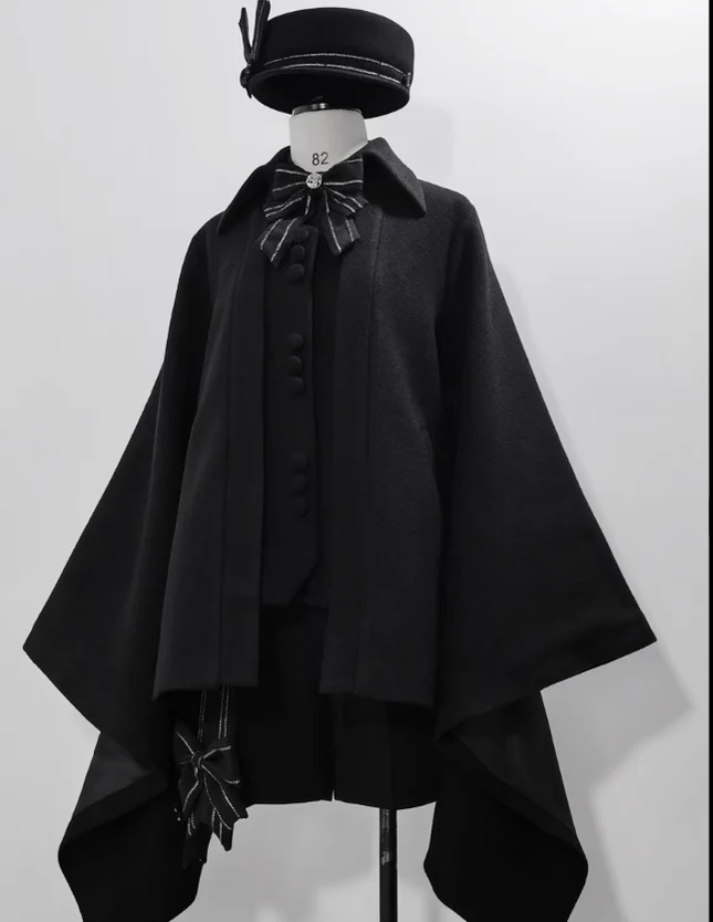 ShenYao - Ouji Lolita Winter Black Long Coat - Image 8