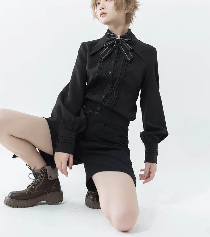ShenYao - Ouji Vintage Lolita Black Bow Shorts - Image 10