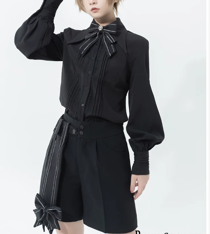 ShenYao - Ouji Vintage Lolita Black Bow Shorts - Image 11
