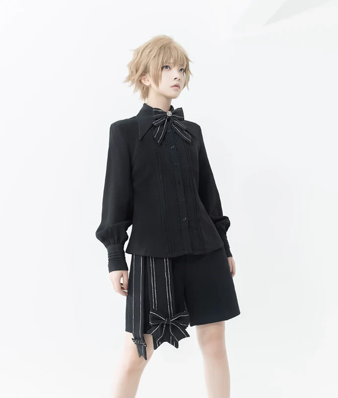 ShenYao - Ouji Vintage Lolita Black Bow Shorts - Image 6