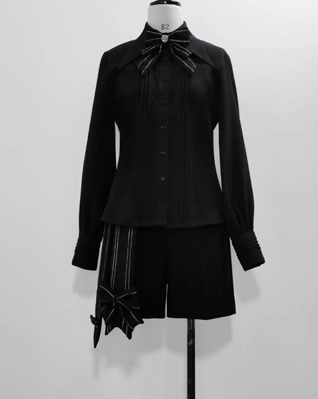 ShenYao - Ouji Vintage Lolita Black Bow Shorts - Image 9