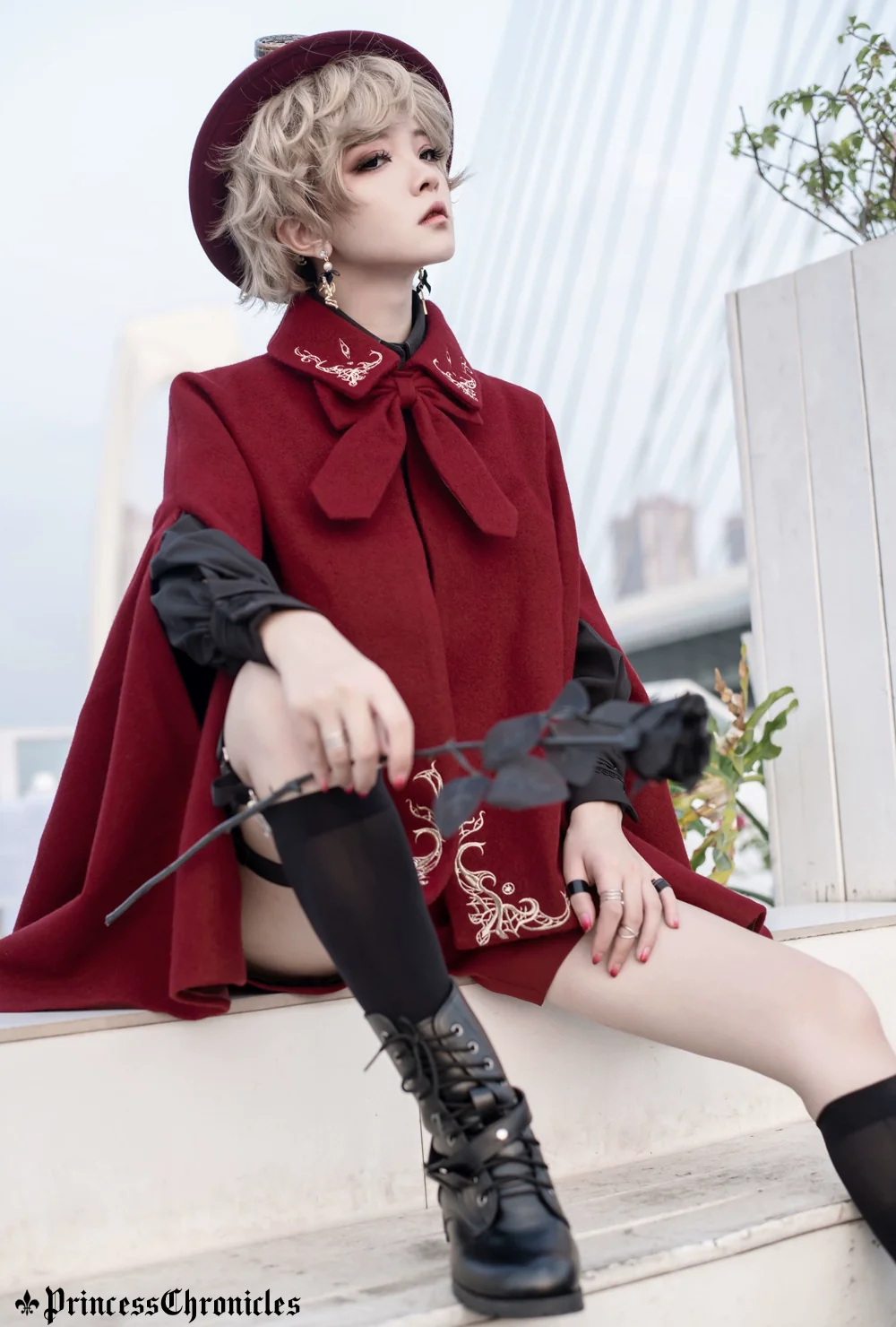 Medieval Ouji Lolita Embroidered Cape - Image 25