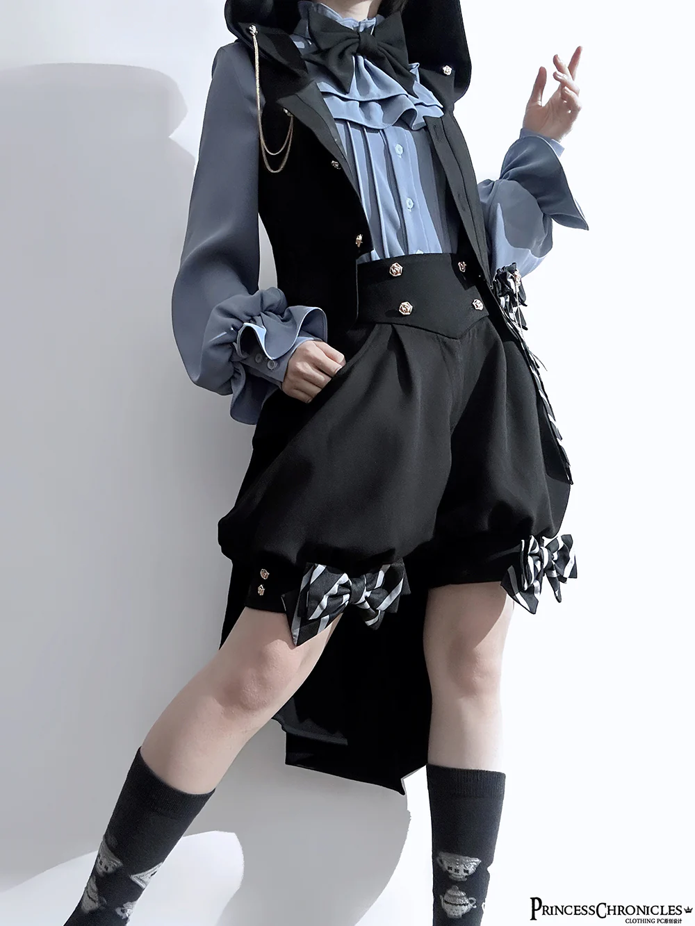 Narrative Rule - Ouji Lolita Shorts Set, Long Vest - Image 10