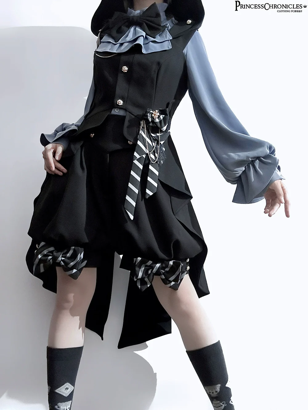 Narrative Rule - Ouji Lolita Shorts Set, Long Vest - Image 16