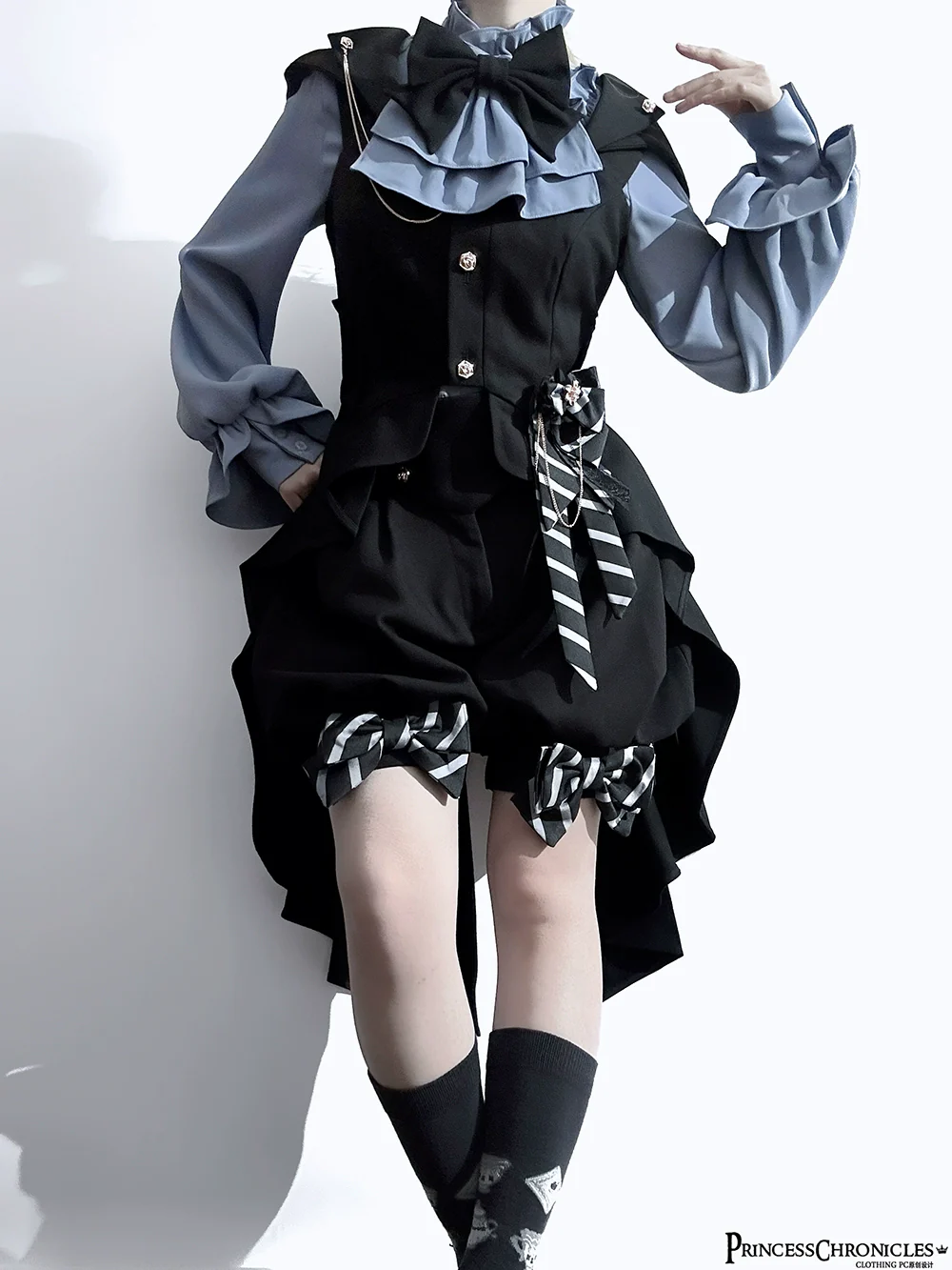 Narrative Rule - Ouji Lolita Shorts Set, Long Vest - Image 17