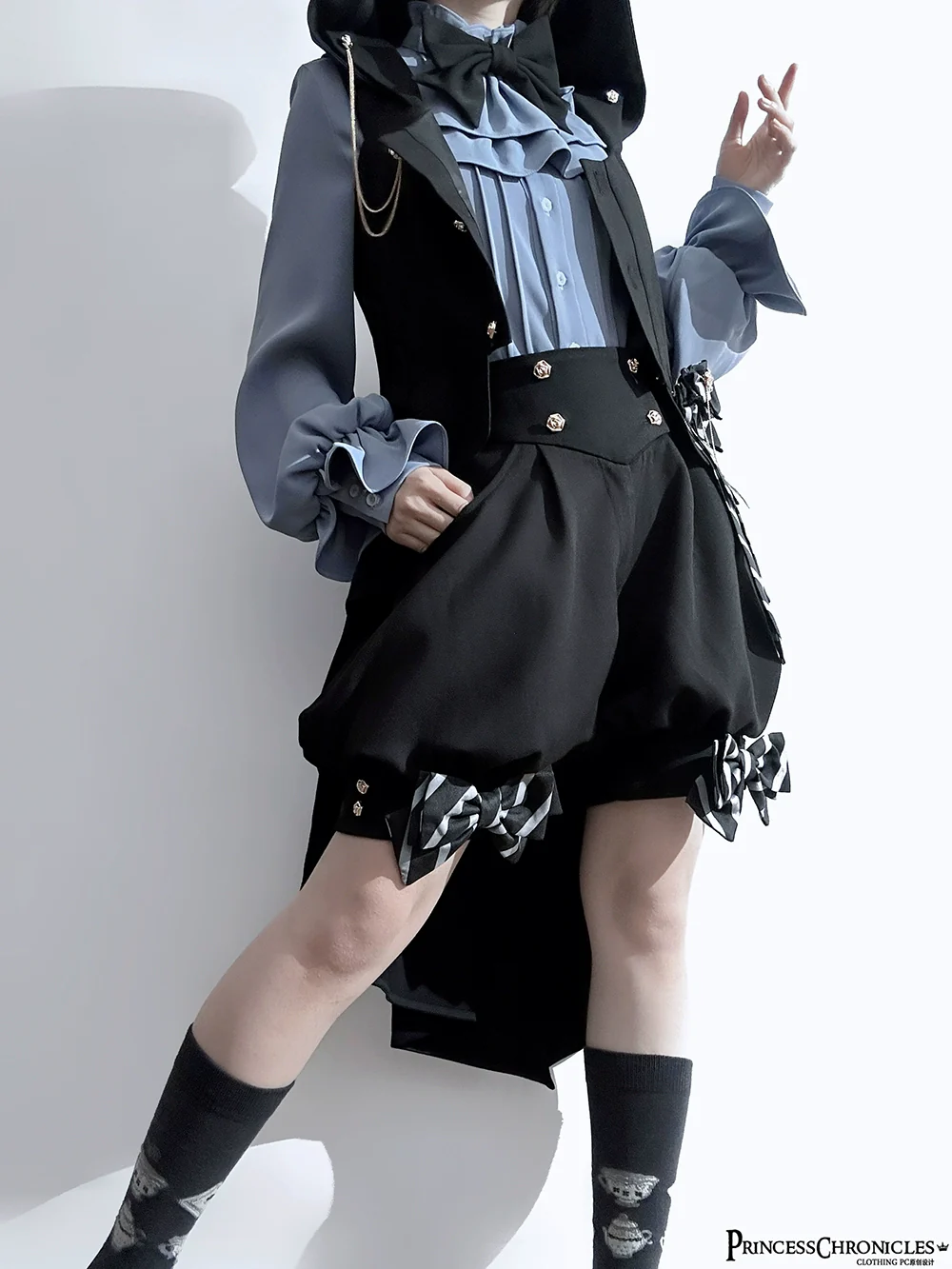 Narrative Rule - Ouji Lolita Shorts Set, Long Vest - Image 18