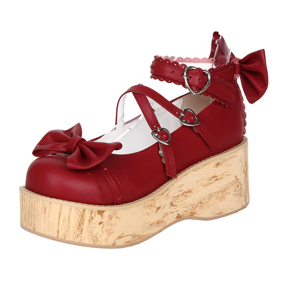 Angelic Imprint - Princess Lolita Platform Shoes, Wood Grain Sole - Image 11