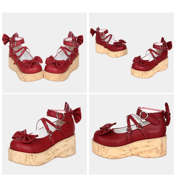 Angelic Imprint - Princess Lolita Platform Shoes, Wood Grain Sole - Image 12