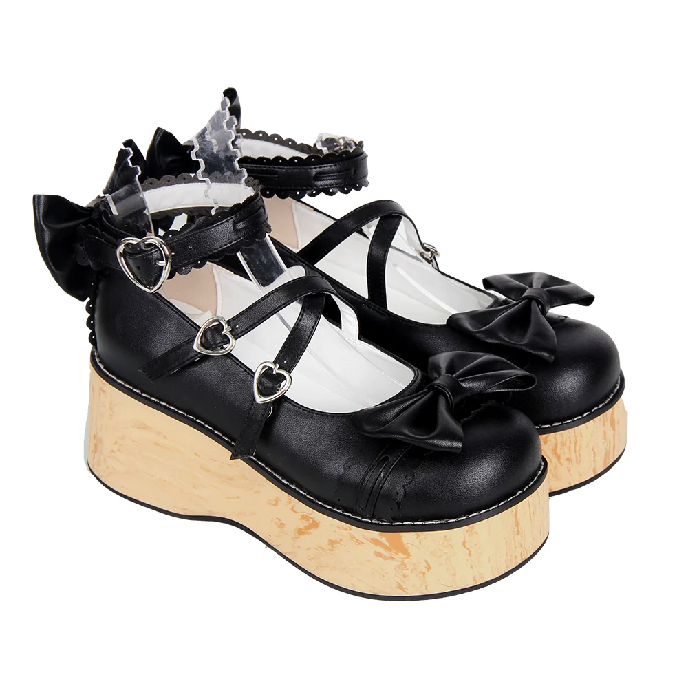 Angelic Imprint - Princess Lolita Platform Shoes, Wood Grain Sole - Image 3