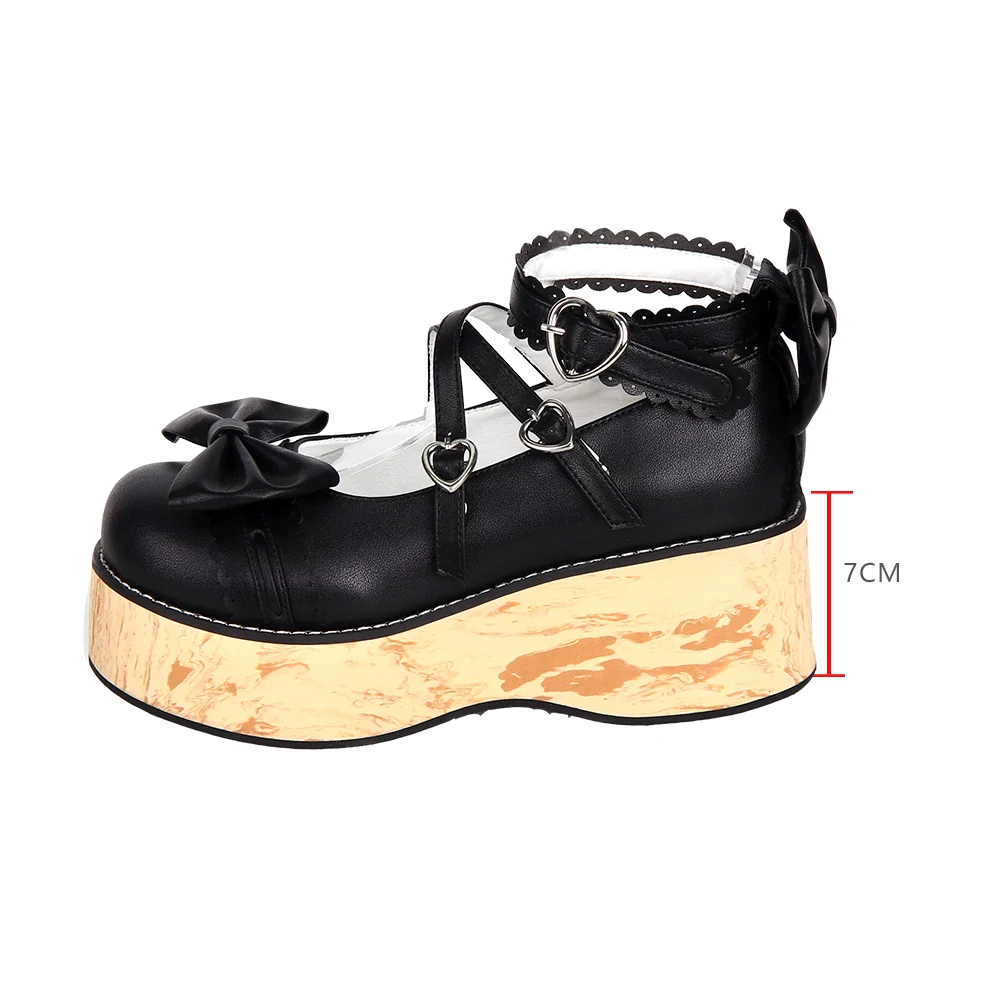 Angelic Imprint - Princess Lolita Platform Shoes, Wood Grain Sole - Image 4