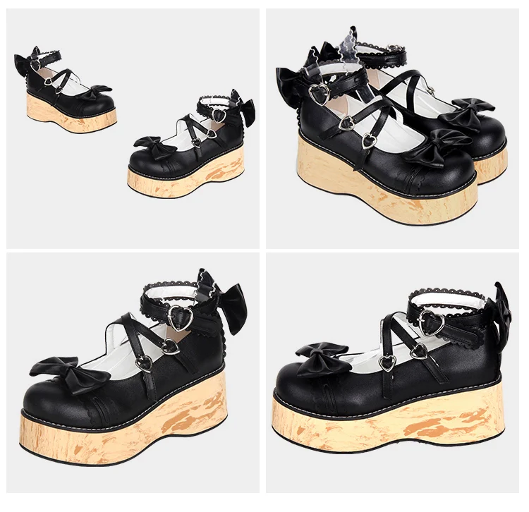 Angelic Imprint - Princess Lolita Platform Shoes, Wood Grain Sole - Image 8
