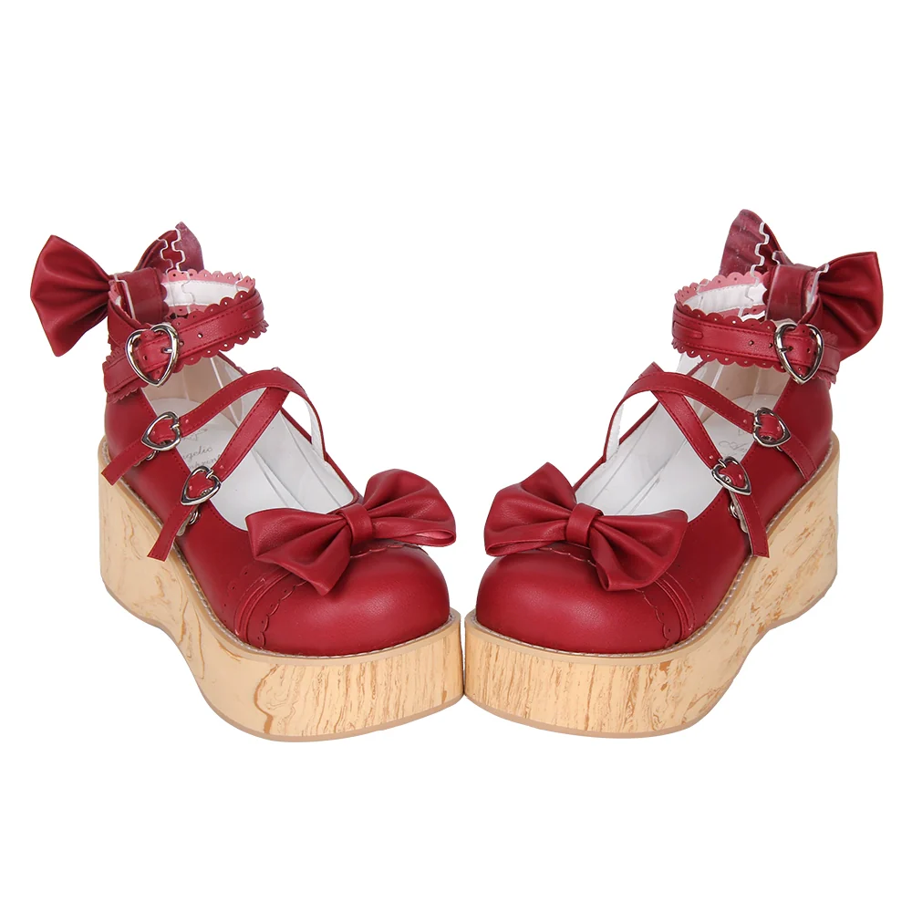 Angelic Imprint - Princess Lolita Platform Shoes, Wood Grain Sole - Image 9