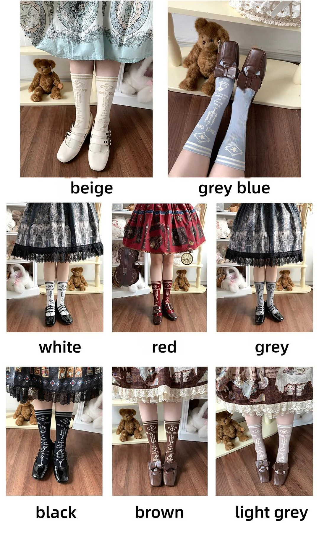 Roji Roji - Printed Cotton Sweet Lolita Calf Socks - Image 10