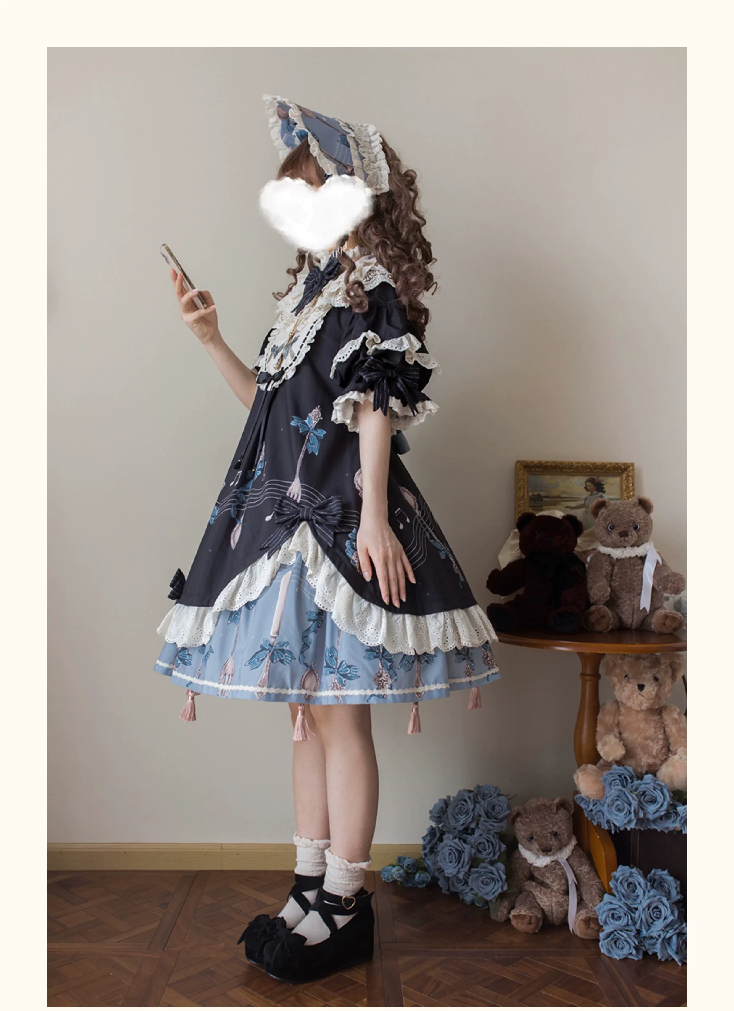 Witch's Banquet - Printed Doll-like Sweet Lolita OP, Apron-like Front - Image 12